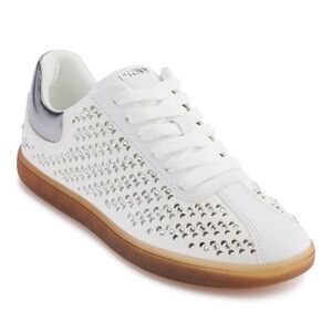 DKNY, SEACLIFF LACE UP SNEAKERS, WHITE WITH RHINESTONE EMBELLISHMENTS SIZE 7.5